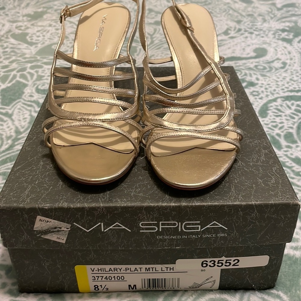 Via spiga strappy gold 3” heels